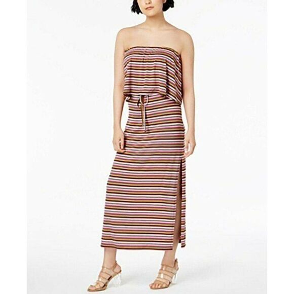 BAR III Striped Strapless Popover Stretchy Maxi Dress‎ XS 0/2 NWT - Picture 2 of 3
